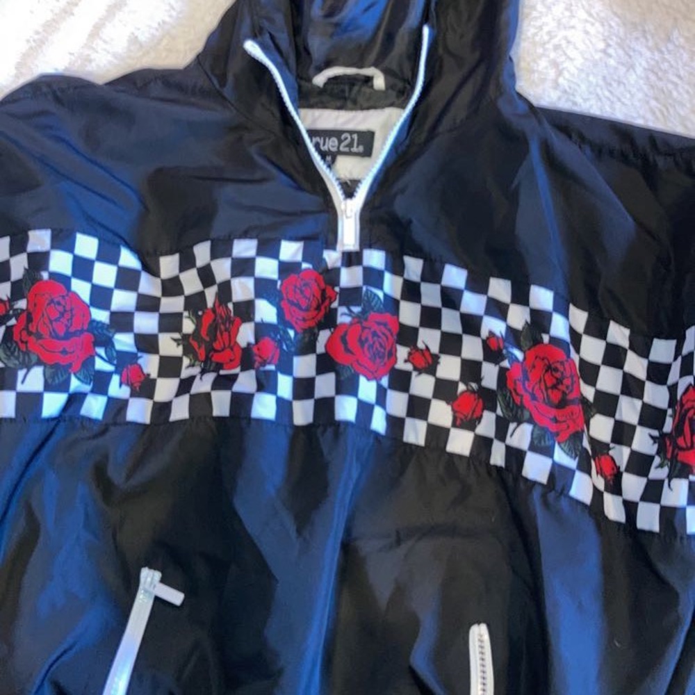 Floral Checkered Rue 21 windbreaker